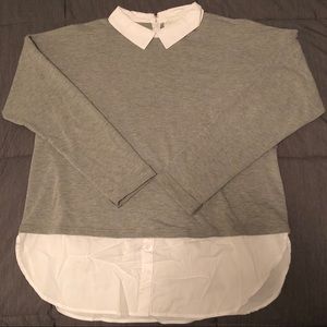 Grey Blouse with Peter Pan Collar